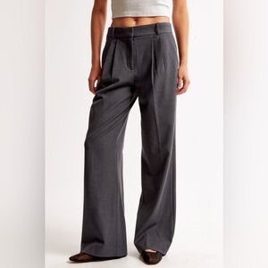 Abercrombie & Fitch Sloane Tailored Charcoal Wide-Leg Pants, 27 Short